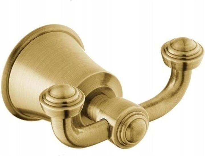 Omnires Art Line Handtuchhalter Doppelhaken Messing gebürstet