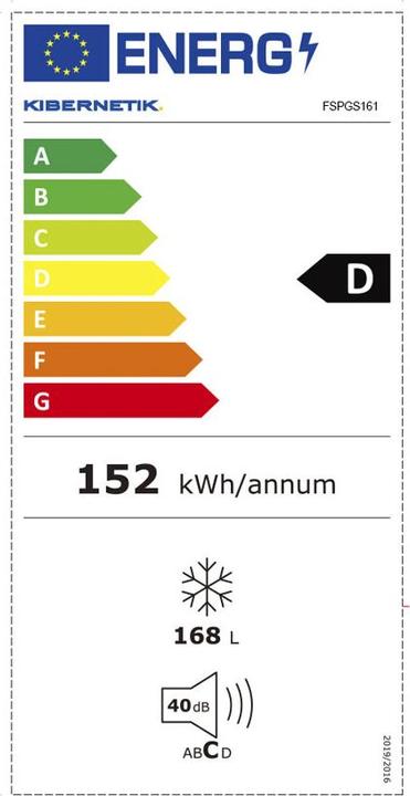 Energy Label Kibernetik FSP freezer (Stand-alone, 168 l)
