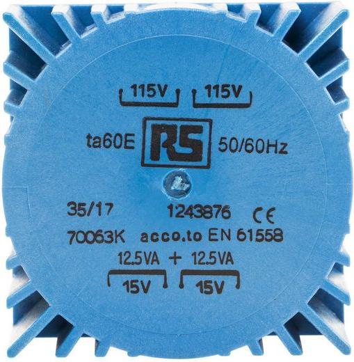 Produktbild RS PRO Toroidal Transformer 25VA 2 x 15V ac