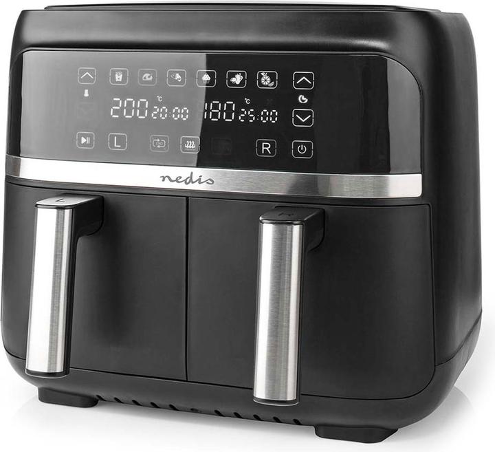 Actual product image Nedis Hot Air Fryer | 2x3.8 l | Timer: 60 min | Digital | Black