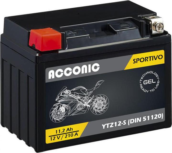 Actual product image Acconic Sportivo GEL YTZ12S Motorradbatterie 11,2 Ah 12V (DIN 51120) (12 V, 11.20 Ah)