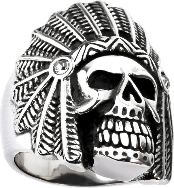 Actual product image Star Piercing Ring silver Apache skull with crystal silver (61, 925 Silver)