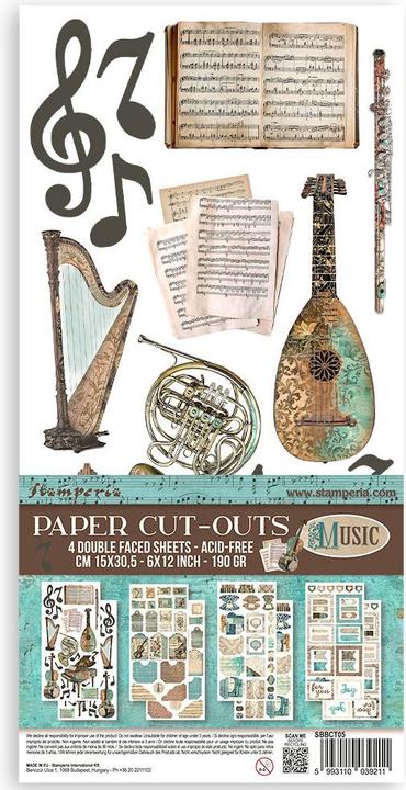 Actual product image Stamperia Paper Cut-Outs "Music" (190 g/m²)