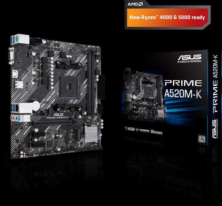 Productafbeelding ASUS Prime A520M-K (AM4, AMD A520, mATX)