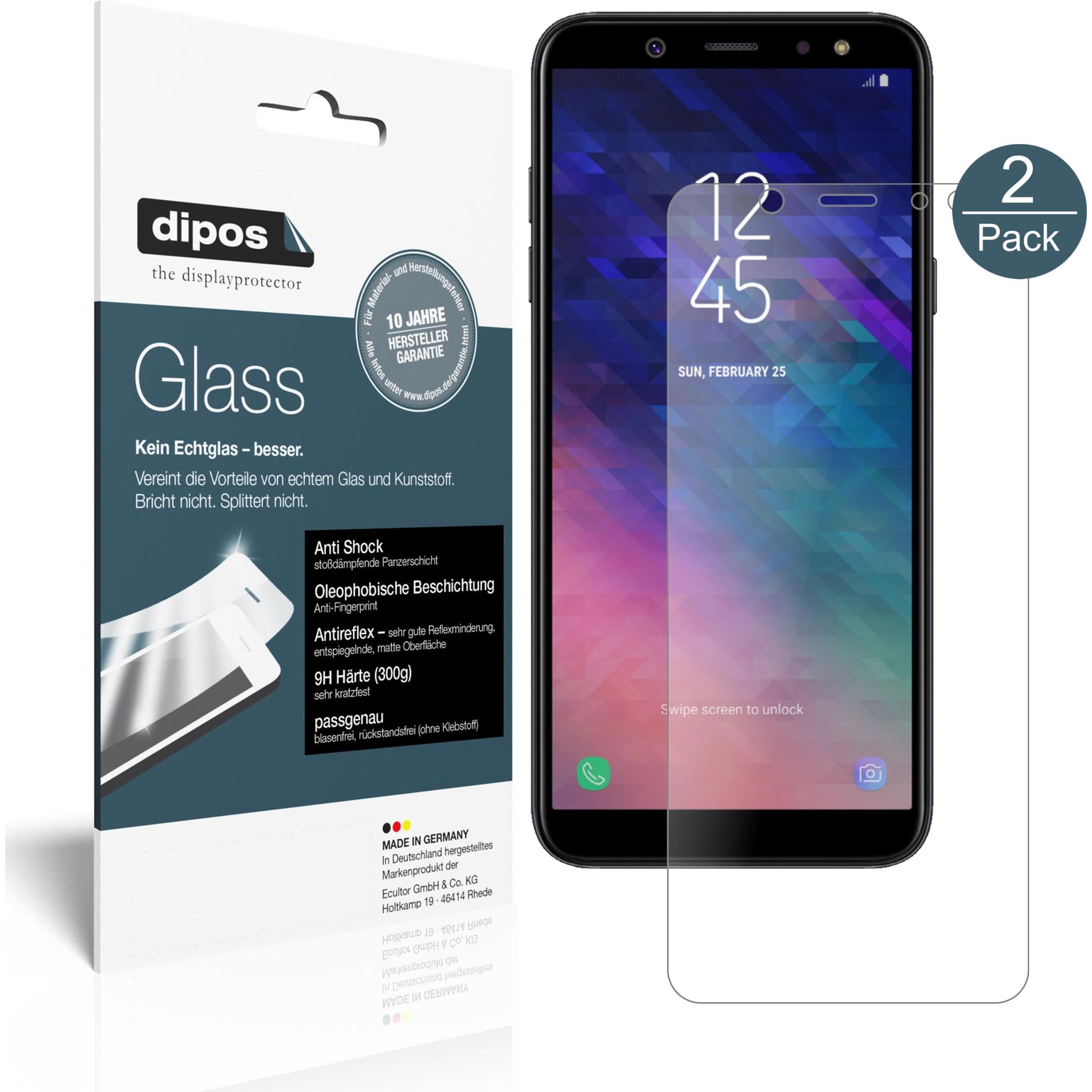 Dipos Displayschutz Anti-Shock (2 Stück, Samsung Galaxy A6), Smartphone Schutzfolie, Transparent