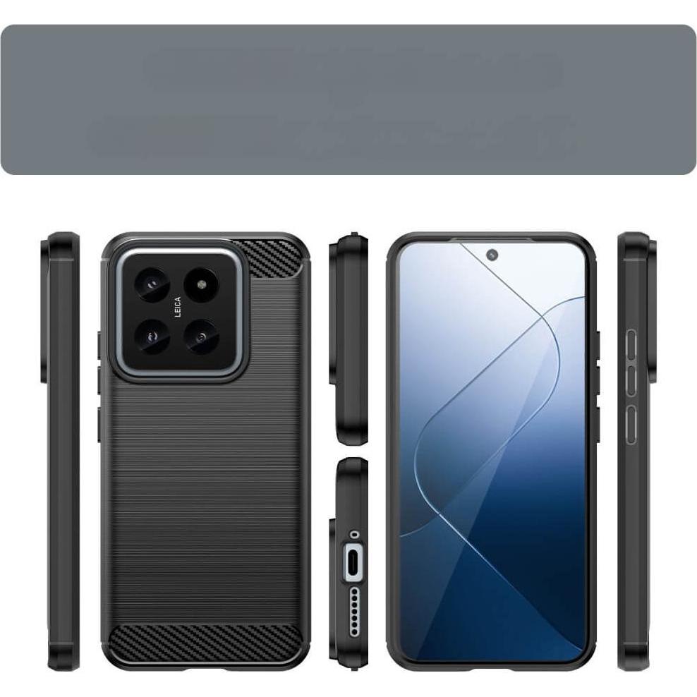Thumbnail - Cover-Discount Xiaomi 14 - Metall Carbon Look Hülle schwarz (Xiaomi 14), Smartphone Hülle, Schwarz