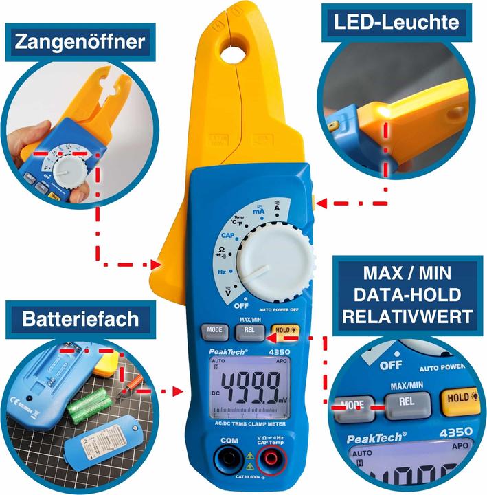Image du produit Peaktech P 4350 Pince ampèremétrique (CAT III 600V)
