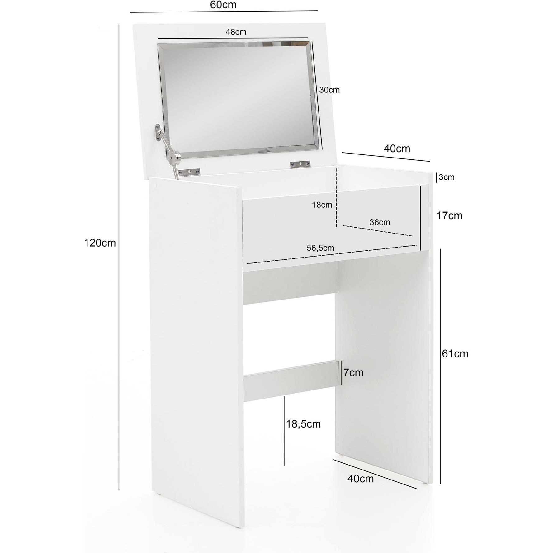 Thumbnail - Wohnling, Schminktisch, Schminktisch (60 x 40 x 81 cm)