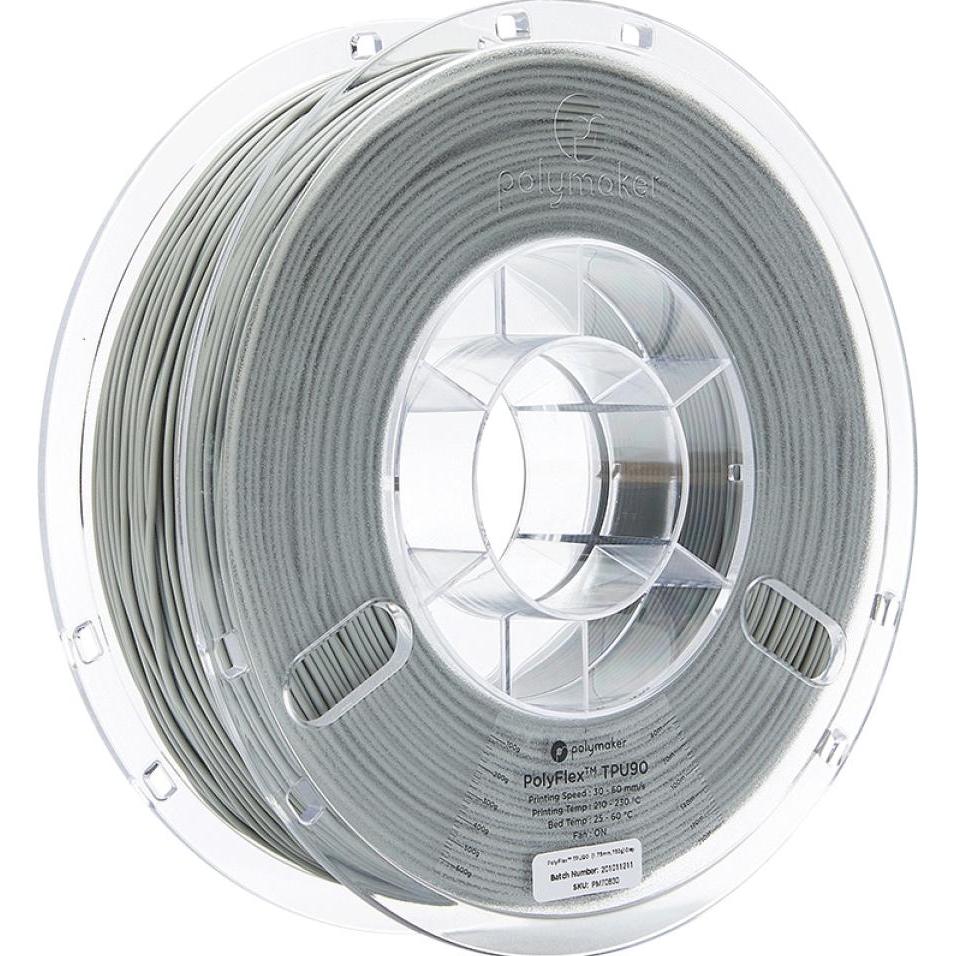 Polymaker PolyFlex TPU-90A Grey 1.75mm 750g (TPU, 1.75 mm, 750 g, Grau), 3D Filament, Grau