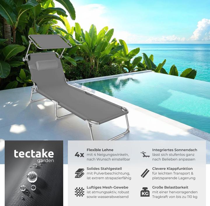 Produktbild tectake Gartenliege (161 cm)
