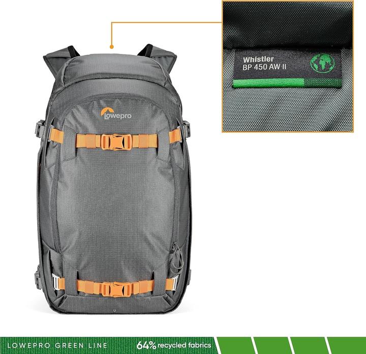 Actual product image Lowepro Whistler BP 450 AW II Green Line (Photo backpack, 36 l)