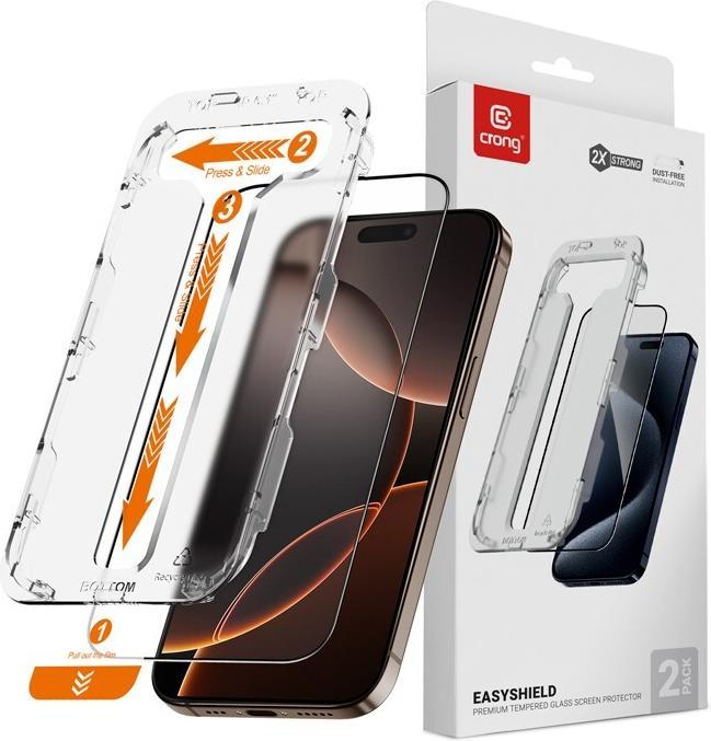Actual product image Crong Armoured glass iPhone 16 Pro Max (2pcs) (2 Piece, iPhone 16 Pro Max)