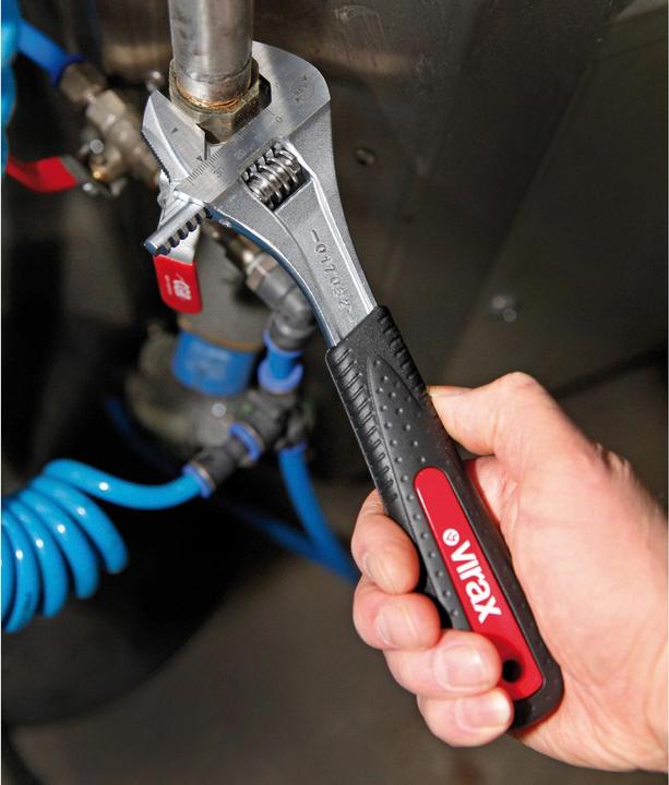 Image du produit Virax Clé à molette 8" avec mâchoire fonctionnelle 2 en 1 pour tubes et écrous