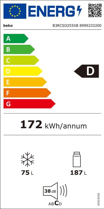 Energie-Label Beko B3RCSO255XB (262 l)