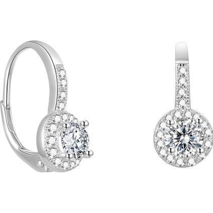 Beneto, Ohrringe, Gentle silver earrings with glittering zircons AGUC2267