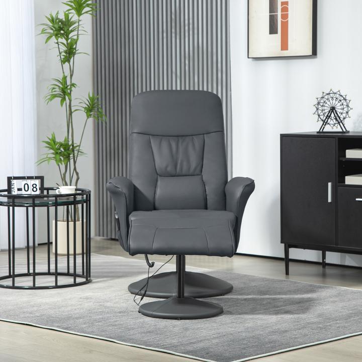 Image du produit Homcom Relaxsessel mit Fusshocker Kunstleder, Stahl Dunkelgrau