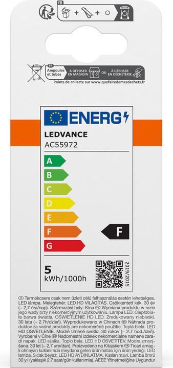 Label énergétique Osram LED Classic Lampes Frosted (E27, 470 lm, 6x)