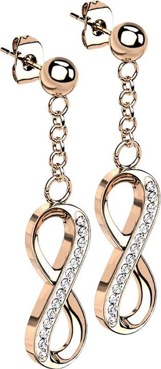 Immagine prodotto Star Piercing Orecchini a perno in oro rosa con pendente a sfera infinito e cristalli (senza ottone, Acciaio chirurgico 316L)