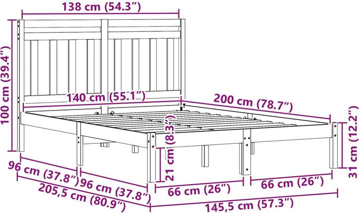 Actual product image vidaXL Bettrahmen (145.50 x 205.50 cm)