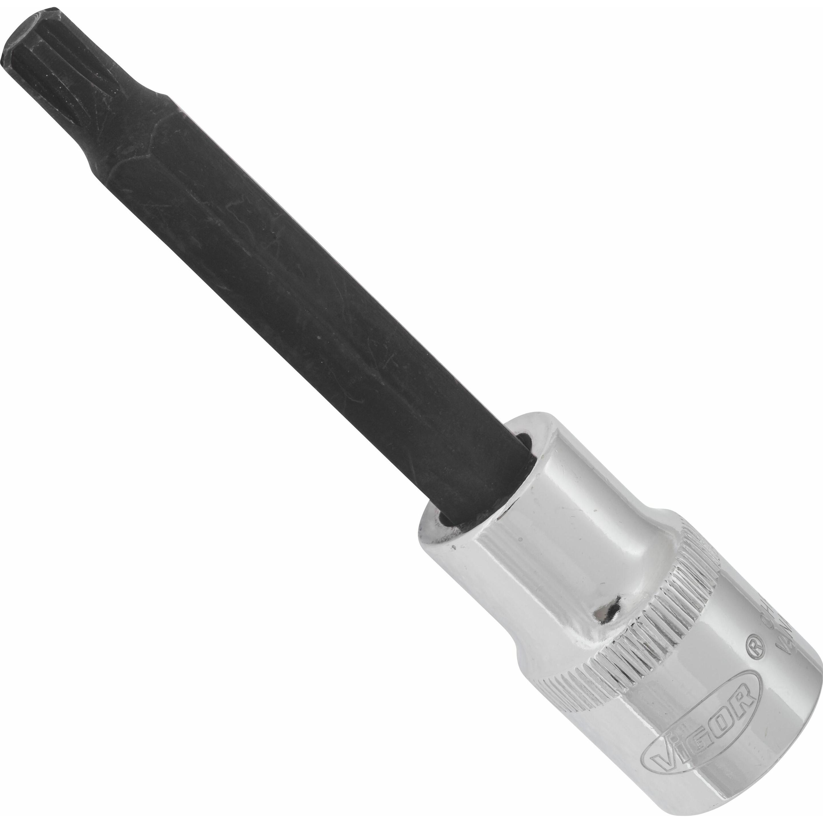 Vigor, Steckschlüssel + Stecknuss, RIBE Schraubendreher-Einsatz ∙ V2214 ∙ Vierkant12,5 mm (1/2 Zoll) ∙ Innen Keilprofil ...