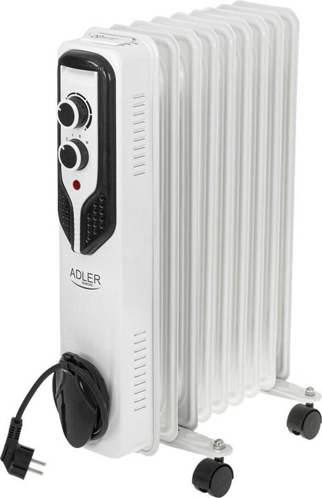 Adler AD 7816 Oil-Filled Radiator, 9 Ribs, 3 Heating Powers: 800W-1200W-2000W, White (2000 W)