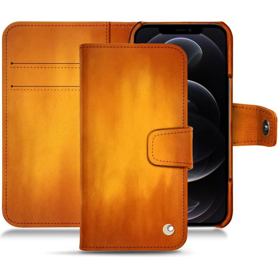 Noreve Lederschutzhülle Wallet (Apple iPhone 12 Pro Max), Smartphone Hülle, Orange