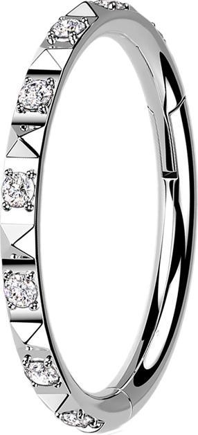 Produktbild Star Piercing Micro Segmentring klappbar silber seitlich Pyramiden und Kristalle silber (ohne Messing, Titan)