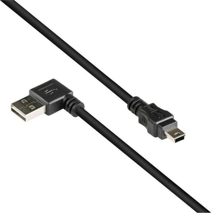 Produktbild Varia SO-37150 - Anschlusskabel USB 2.0 EASY Stecker A an Mini B Stecker, schwarz, 0,5m, gewinkelt (0.50 m, USB 2.0)