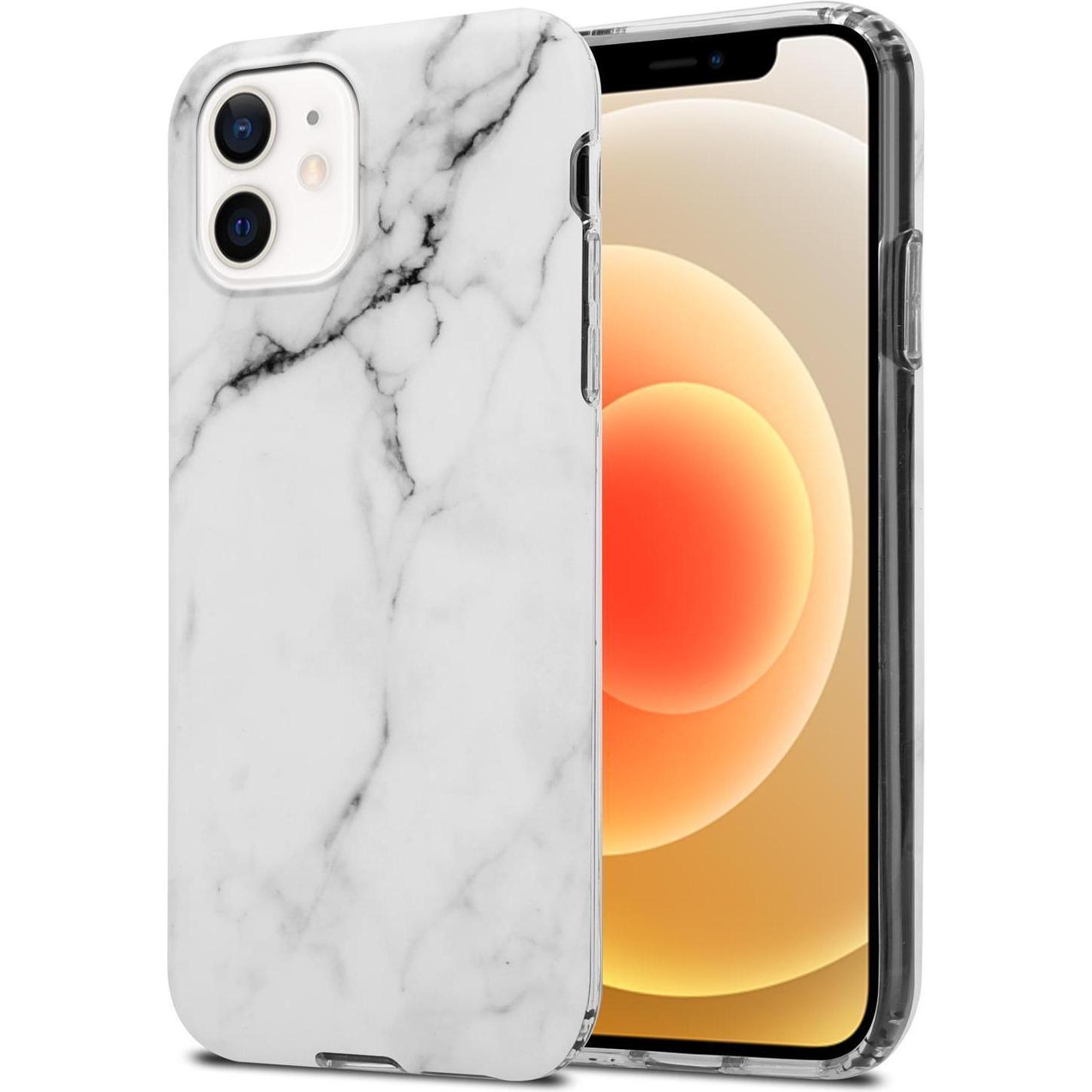 Cadorabo IMD TPU Bunter Marmor Cover (Apple iPhone 12 Pro Max), Smartphone Hülle, Weiss