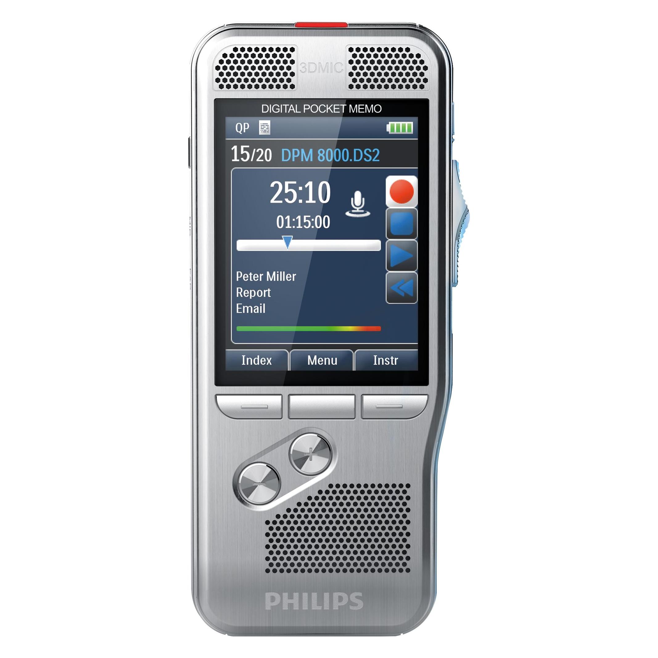 Philips DPM8000 Pocket Memo (inkl. Software, internationaler Schiebeschalter) (4 GB), Diktiergerät, 