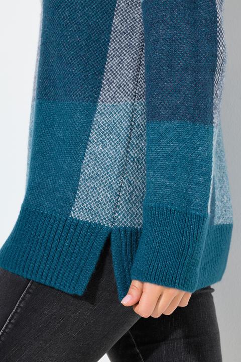 Produktbild Ulla Popken Pullover, Karomuster, Stehkragen, Langarm (56)