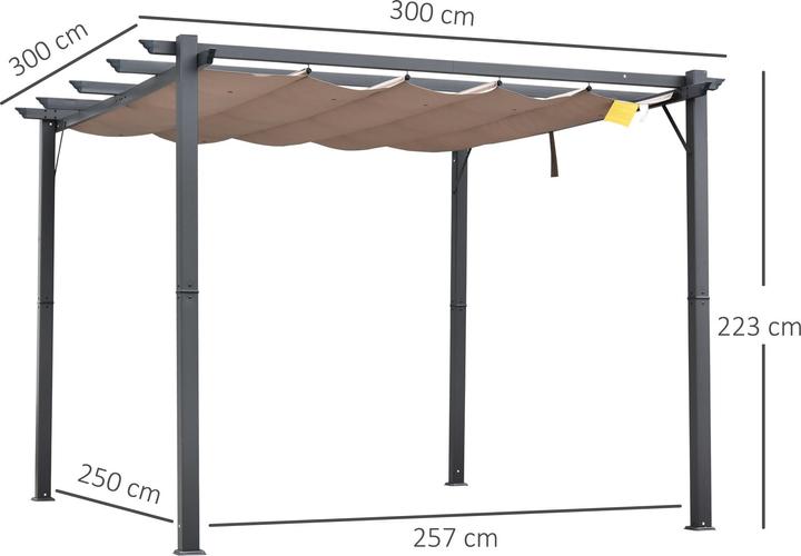 Actual product image Outsunny Pergola with sliding roof (300 cm, 300 cm)