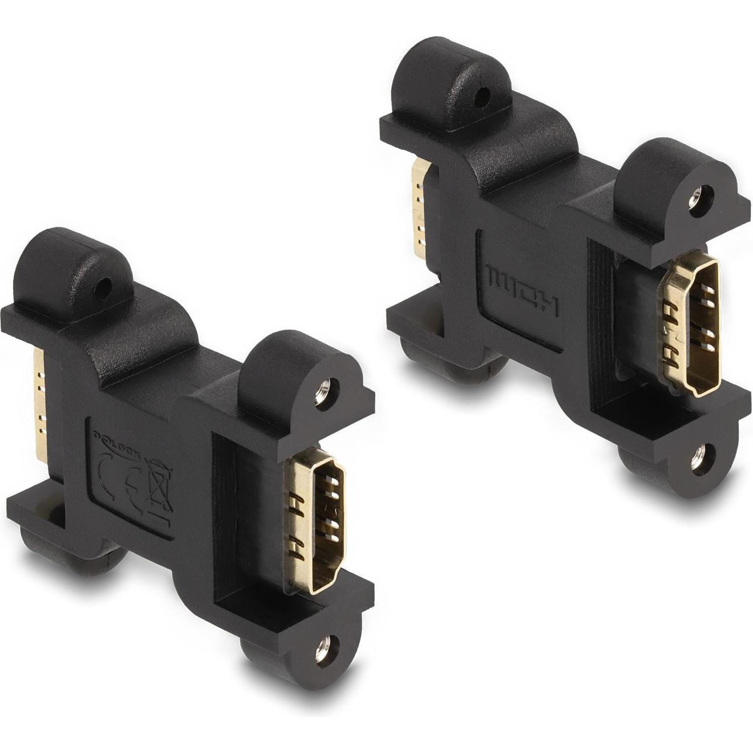 Delock HDMI Adapter Buchse zu Buchse mit Schraubanschluss (HDMI, 4 cm), Data + Video Adapter, Schwarz