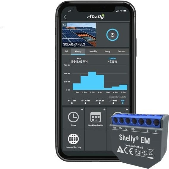 Actual product image Shelly EM WiFi Energy Meter (Heating actuator)