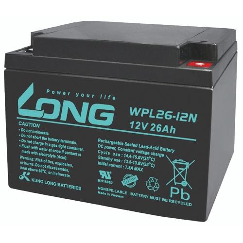 Long, Versorgungsbatterie, WPL26-12N-M WPL26-12N-M Bleiakku 12V 26Ah Blei-Vlies (AGM) (B x H x T) 166 x 125 x 175mm M5-S...
