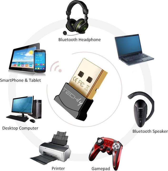 Image du produit Techly Dongle USB Bluetooth 4.0 classe 1 + adaptateur EDR (Récepteur)