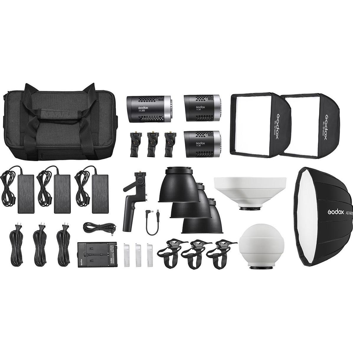 Godox ML60 + 2x ML30 Kit mit Zubehör (Videoleuchte) (ML-KIT 1)