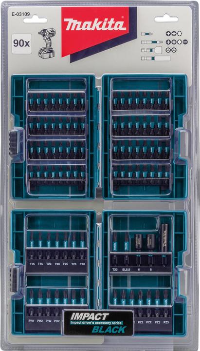 Produktbild Makita E-03109-10 Display 10x Impact Black Bit-Set 90 Teile