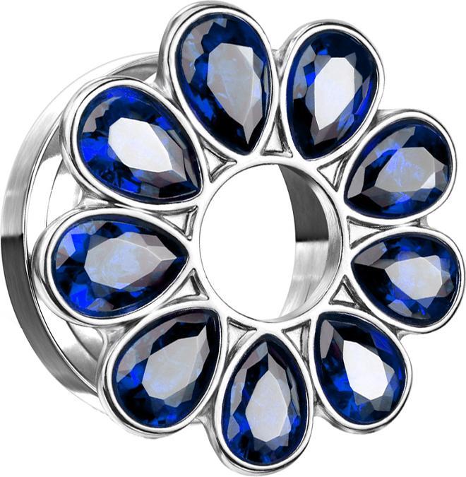 Immagine prodotto Star Piercing Carne Tunnel argento cristallo albero blu (senza ottone, Acciaio chirurgico 316L)