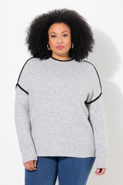 Image du produit Ulla Popken Pull rayé oversize, col montant et manches longues (62)