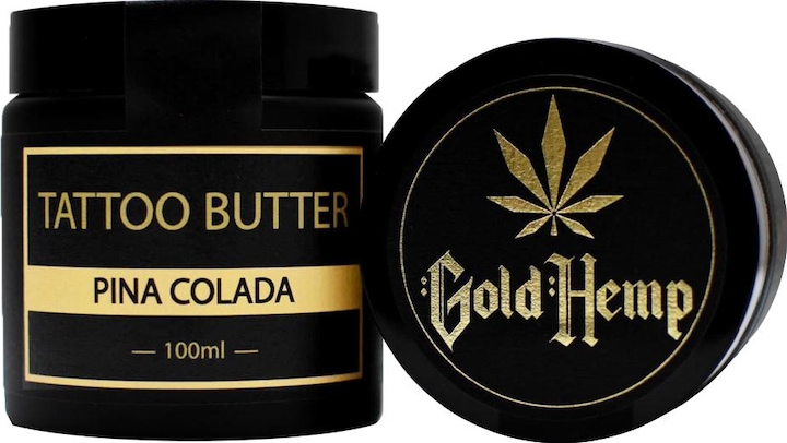 GoldHemp Tattoo Aftercare Pina Colada 30ml (Geraniol, Butyrospermun Parkii Butter, Tocopherol, Aroma, Cera Alba, Cannabis Sativa Seed Oil, Cocos nucifera oil, Coumarin, Panthenol)