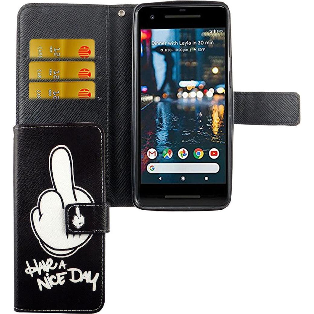 König Design Hülle Handy Schutz für Google Pixel 2 Case Cover Tasche Wallet Etui Handyhülle (Google Pixel 2), Smartphone...