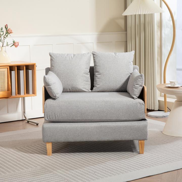 Produktbild En.Casa 1-Sitzer-Schlafsofa Seinlus 81x88x68 cm Hellgrau (1-Sitzer)