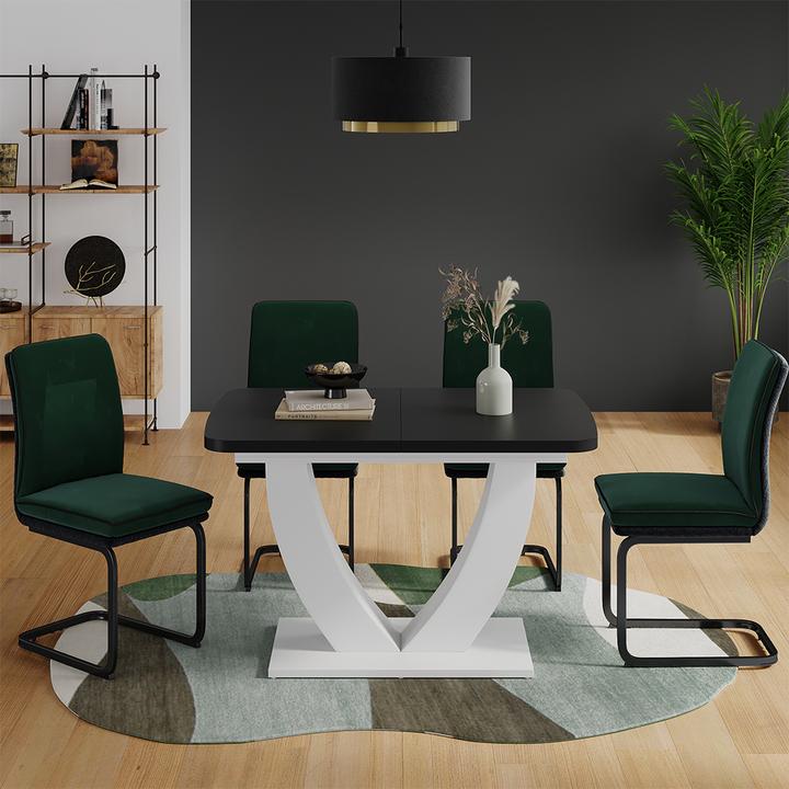 Actual product image Vicco Esstisch Fenaro, Schwarz/Weiss/Weiss, 120 x 80 cm ausziehbar