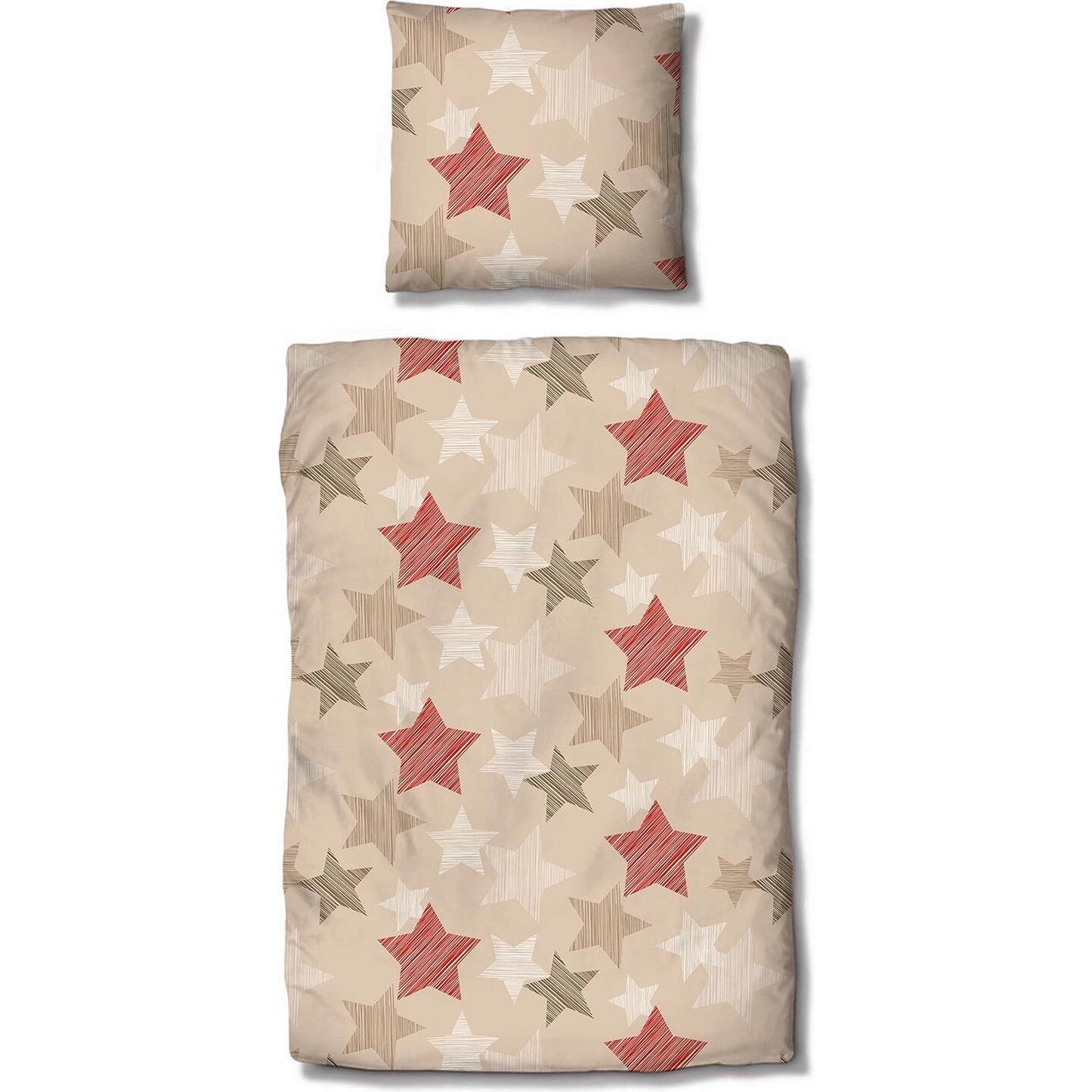 Traumschlaf, Bettwäsche, Sterne beige (Bettwäsche Set, 200 x 200 cm, 2 x 80 x 80 cm)