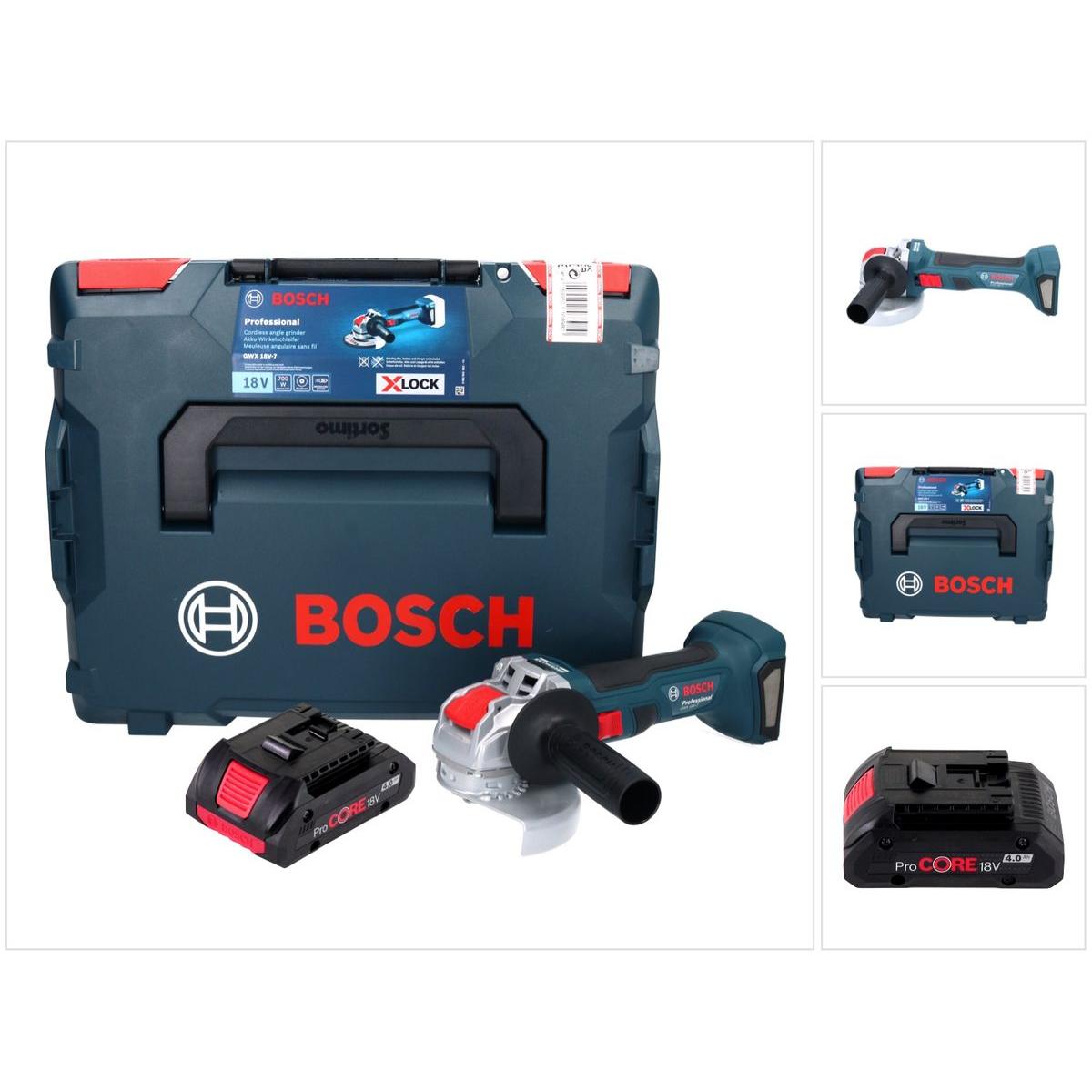 Bosch Professional, Winkelschleifer, Bosch GWX 18V-7 Professional Akku Winkelschleifer 18 V 125 mm Brushless X-LOCK + 1x...