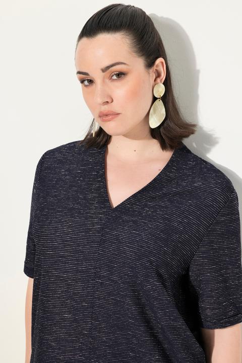 Produktbild Ulla Popken Sweatshirt, Struktur, V-Ausschnitt, Halbarm (62)