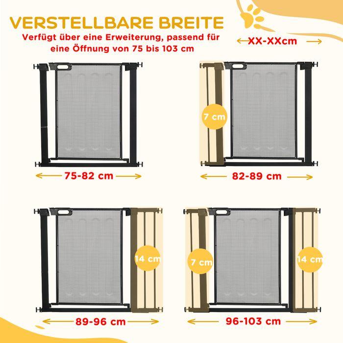 Image du produit Swisshandel24 Porte d'escalier pour animaux Porte pour chiens, réglable de 75 cm à 103 cm, noir (75 cm)