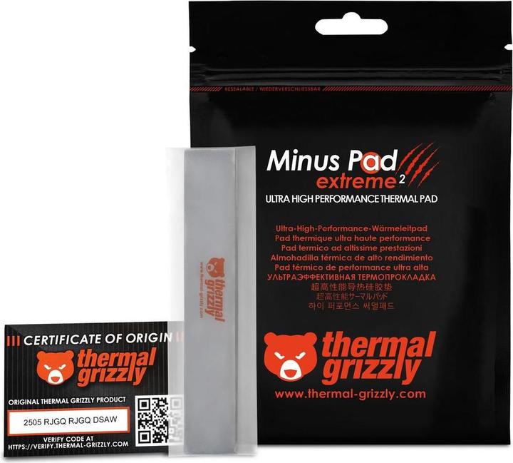 Actual product image Thermal Grizzly TG Minus Pad Extreme V2 - 120x 20x 0,5 mm - 2pcs (0.50 mm)