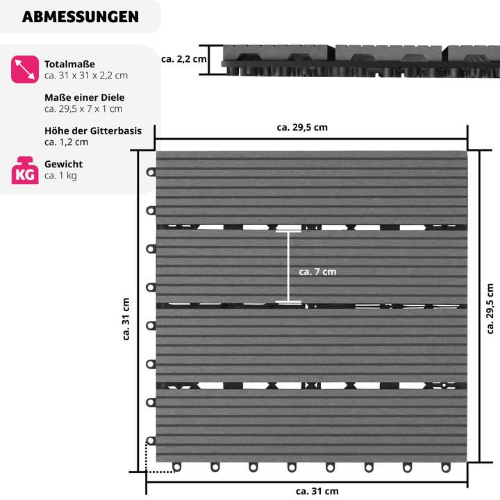 Immagine prodotto tectake Tegulas (11 x, 31 x 31 x 2 cm)